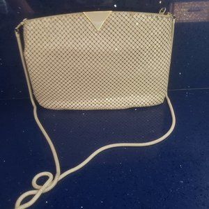 Cream metallic evening bag